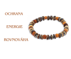 Ganík pánský ochranný náramek - Rudraksha (Hematit, dřevo)