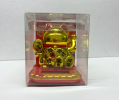 Zlatá mávající kočka Maneki Neko (7 cm) solární