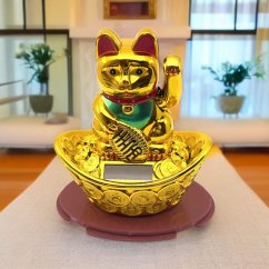 Zlatá mávající kočka Maneki Neko (L)