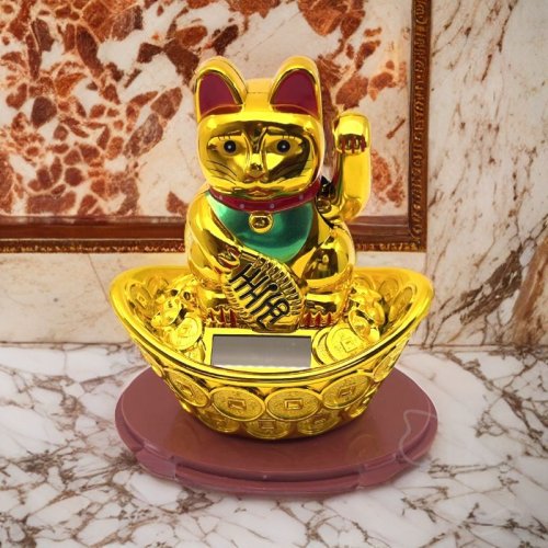 Zlatá mávající kočka Maneki Neko (15 Cm)