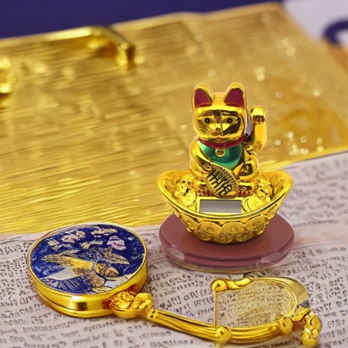 Zlatá mávající kočka Maneki Neko (15 Cm)