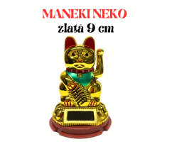 Zlatá mávající kočka Maneki Neko (9 cm)