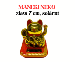 Zlatá mávající kočka Maneki Neko (7 cm) solární
