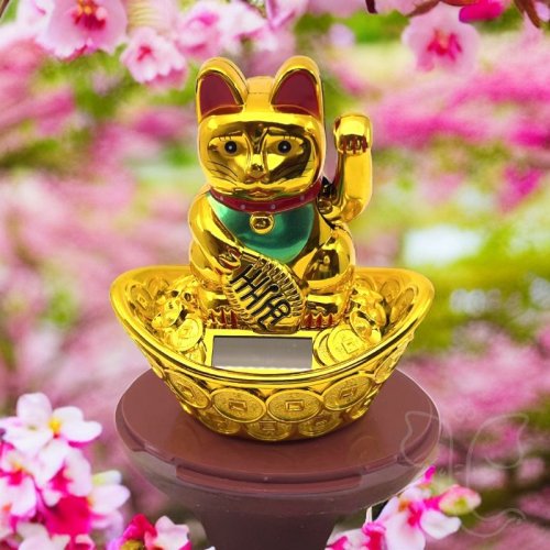 Zlatá mávající kočka Maneki Neko (15 Cm)