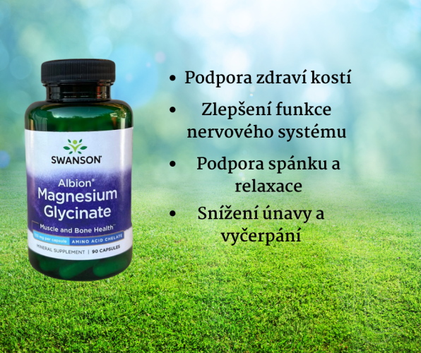 Swanson Albion® Magnesium Glycinate - Podpora svalů a kostí