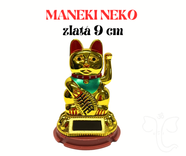 Zlatá mávající kočka Maneki Neko (9 cm)