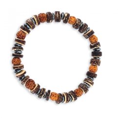 Ganík pánský ochranný náramek - Rudraksha (Hematit, dřevo)