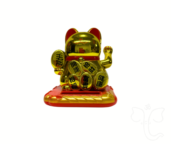 Zlatá mávající kočka Maneki Neko (7 cm) solární